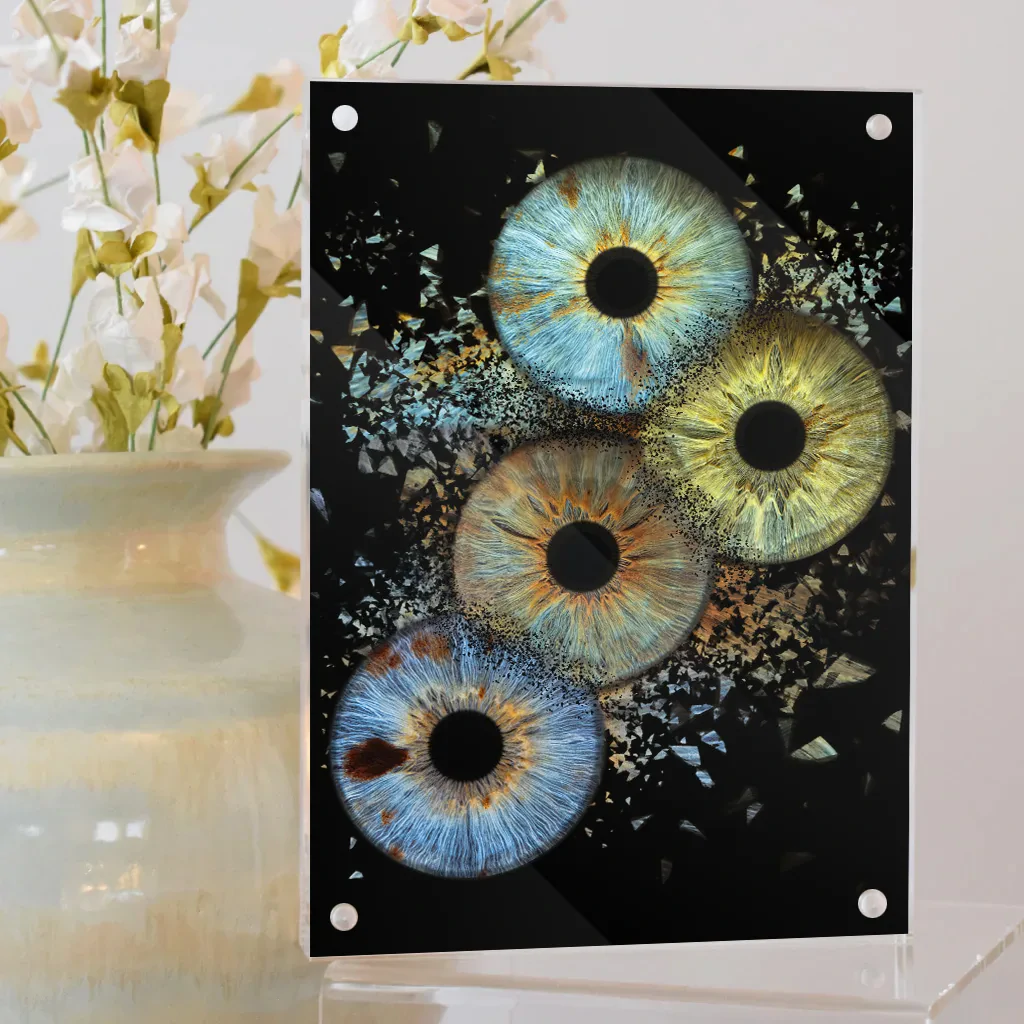 Iris photography print with elegant acrylic frame
