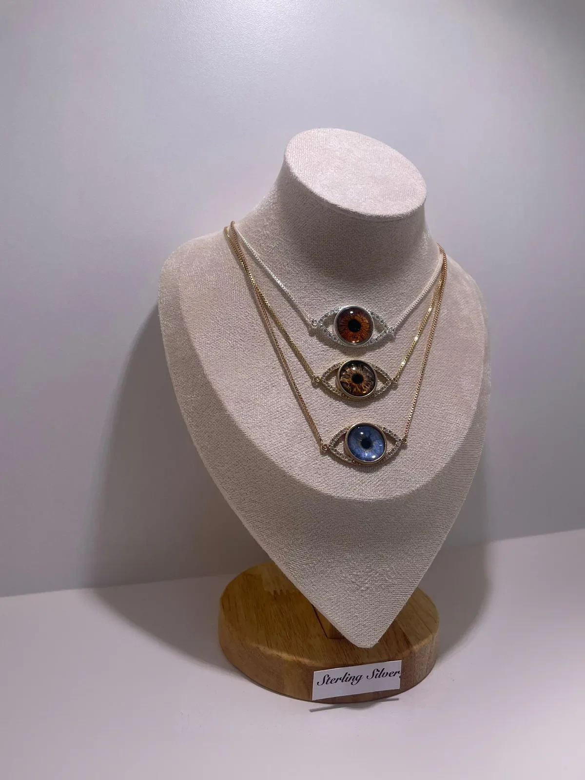 Handcrafted iris photography jewelry piece