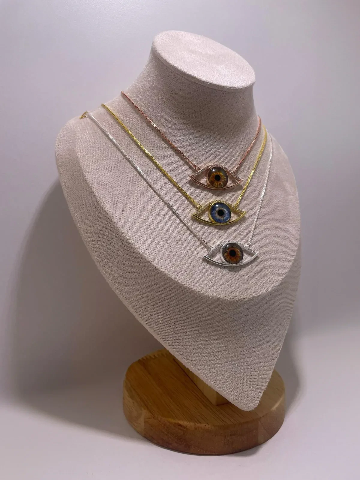Handcrafted iris photography jewelry piece