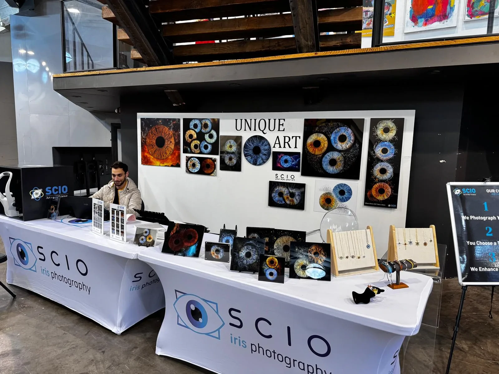 Guests enjoying the SCIO iris photography experience at a special event