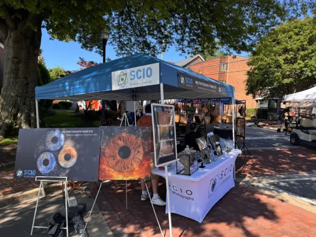 Corporate guests at the SCIO iris photography booth