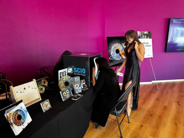 SCIO iris photography station at a corporate celebration